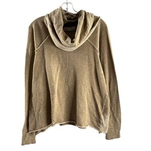 FREE PEOPLE FP BEACH Cozy Tan Cowl Neck Cotton Tee